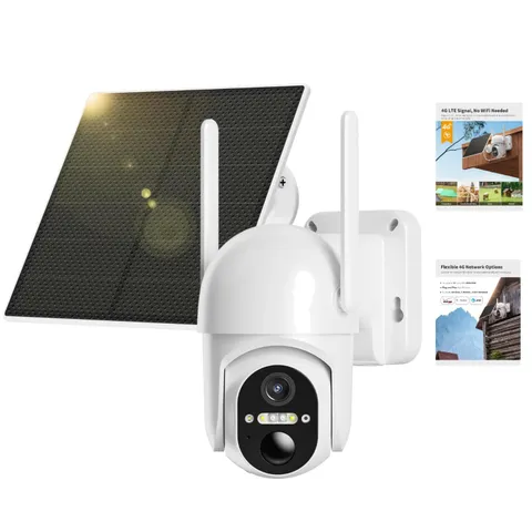 Outdoor Solar 4G LTE Security Camera with Color Night Vision & Motion Detection