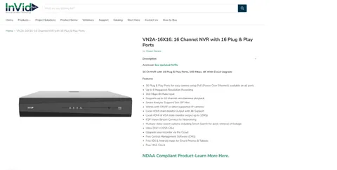 INVID TECH VN2A-16X16/10TB Network Video Recorder 10TB INSTALLED
