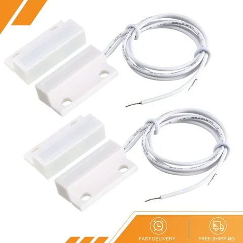 2pcs MC-38 Surface Mount Wired NC Door Sensor Alarm Magnetic Reed Switches White