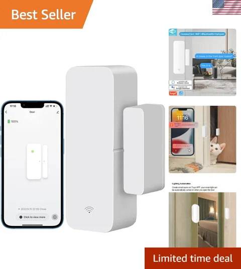 Battery-Powered Tuya Door Sensor with Alexa & Google Compatibility for Security