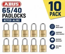 ABUS Padlocks-x 10 KEYED ALIKE Abus Padlock - 65/40HB40 
