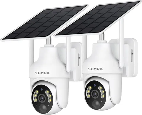 2K Solar Security Cameras Wireless Outdoor, 2 Pack WiFi Camera 2 Pack White