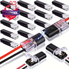 50pcs Double-Wire Plug-in Connector with Locking Buckle, Quick-Clip Black 