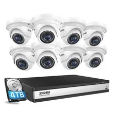 ZOSI H.265+ 4K 8MP 16 Channels NVR PoE Security 5MP IP Camera System 4TB Outdoor