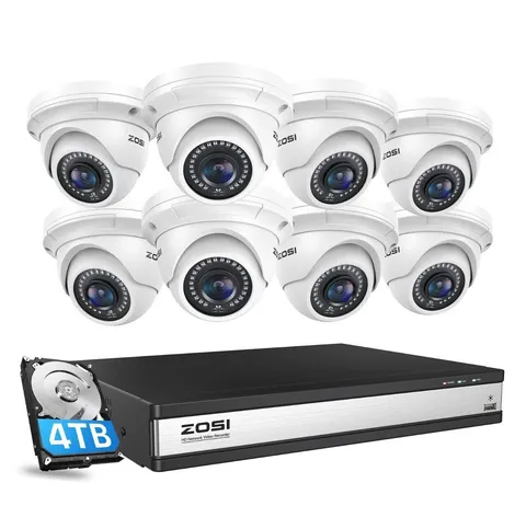 ZOSI H.265+ 4K 8MP 16 Channels NVR PoE Security 5MP IP Camera System 4TB Outdoor