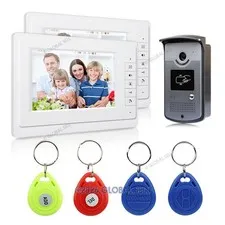 7" Wired Video Door Phone Intercom Entry RFID Keyfobs Outdoor Indoor Unlocking