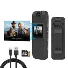 64GB Wearable Camera, Body Camera with Audio and Video Recording, 1080P Mini ...