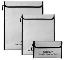 3 Pcs Fireproof Waterproof Money Important Document Bag(2000?),Fire Proof Bag fo