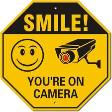 Smile You’re on Camera Signs, 10x10 inch Rust-Free Aluminum Surveillance, UV Pri