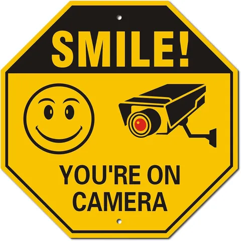 Smile You’re on Camera Signs, 10x10 inch Rust-Free Aluminum Surveillance, UV Pri