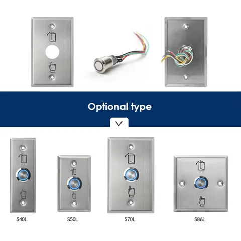 S50L Backlight Stainless Steel Exit Button Push Switch Door Sensor Opener Releas