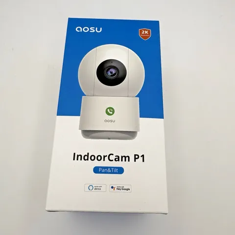 AOSU Indoor Cam P1 Security Camera - 2K HD Video, 360* Pan/Tilt, White C2E2BH11