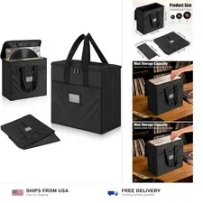 Facmogu Vinyl Record Storage Box (1 Pack), 600D Oxford Fabric Record Case for...