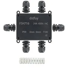 dstfuy Waterproof IP68 Electrical Box with 24A Barrier 120x95x50mm, Black