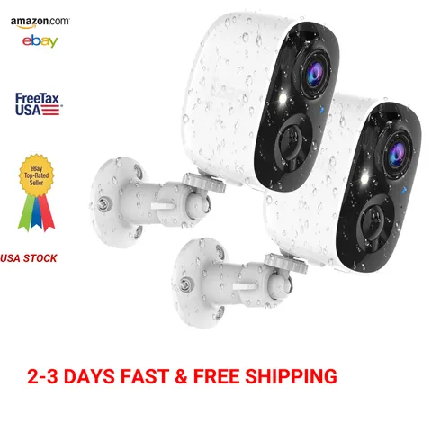 Wireless Outdoor Security Camera 2K Night Vision AI Motion Detection Battery