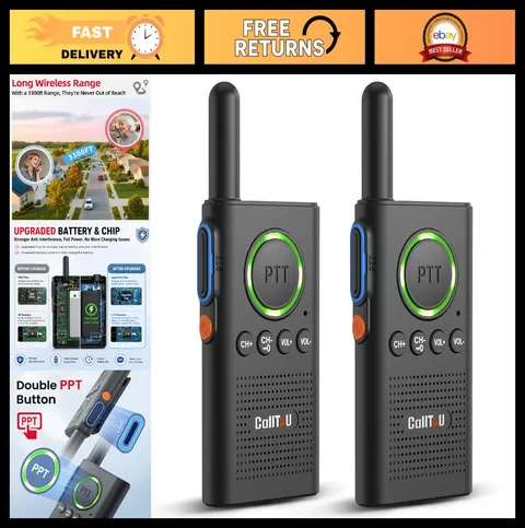 2-Way Wireless Intercom for Elderly - 3300FT Range, Rechargeable, VOX, Caregiver
