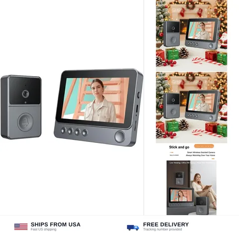 Wireless Ring Battery doorbell with 4.3 inches Screen - Easy Installation, no...