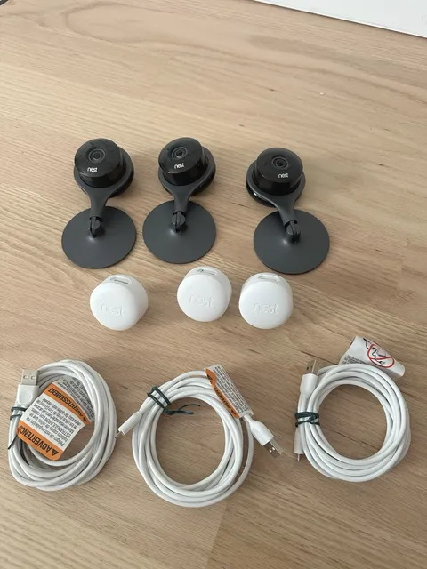Google Home Nest Indoor Wi-Fi Security Camera 1080p Black 3-pack