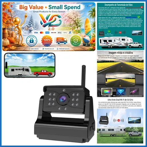 Wireless Backup Camera 6.3 Inch 1080p CCD Night Vision Magnetic Rechargeable