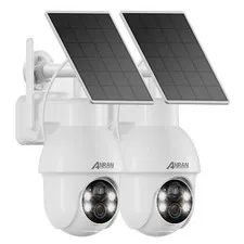 2K Solar Security Camera Wireless Outdoor, 2 Pack Battery-Powered WiFi Camera...
