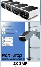 4 Pack Aoqee Solar Security Camera 3MP 2k res Outdoor Wireless WiFi Multi NEW