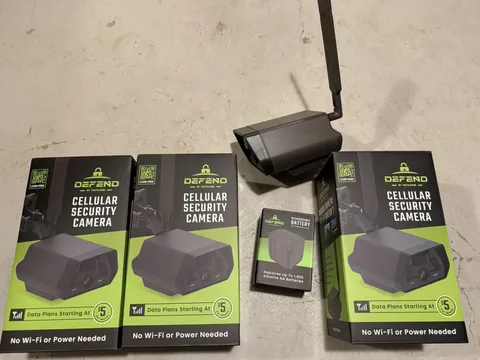 (3 camera bundle) Tactacam Defend Security Cameras + a Rechargeable Battery.
