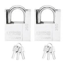 2Pcs High Security Steel Shrouded Padlock with 3 Key, Silver (2-1/4 Inch)