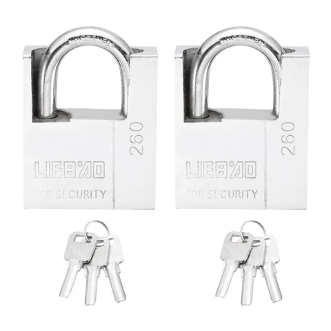 2Pcs High Security Steel Shrouded Padlock with 3 Key, Silver (2-1/4 Inch)
