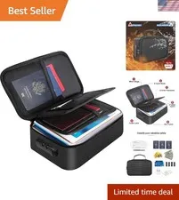 Small Fireproof Storage Organizer Case with Lock, 9”x 5.3”x 3.7” | Money Safe...