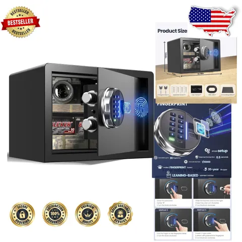Smart Biometric Safe 0.8 Cu Ft Fingerprint Keypad Lock Silent Mode