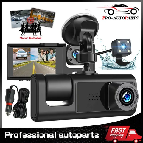 HD 1080P Car Dual Lens Dash Cam Front/Rear/Inside Video Recorder Camera G-sensor