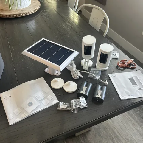 2 Ring Stick Up Cam Battery Security Camera w/ Solar Panel and Battery