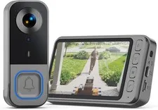 Wireless Video Doorbell 4.5" IPS Screen 1080P HD,No WiFi No App,No Subscription,