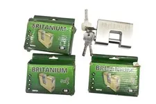 Britanium Shutter Padlock BRP84 with 5 Keys Heavy Duty Rectangular Lot of 4