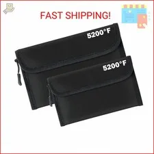 GQIRIL Fireproof Document Money Bag - 2 Pack 5200°F Fire Proof Waterproof Safe P