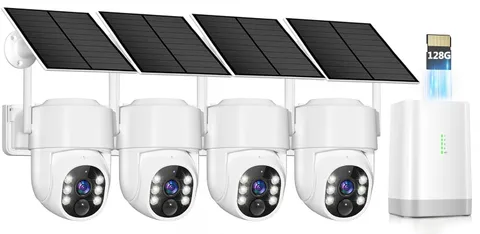 4MP Security Cameras Wireless Outdoor,No Subscription 128GB Local White