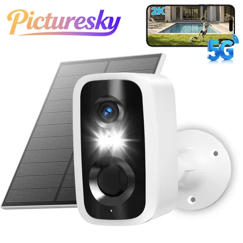 Solar Security Camera Wireless Outdoor - HD 2K Battery Powered Cameras for Home