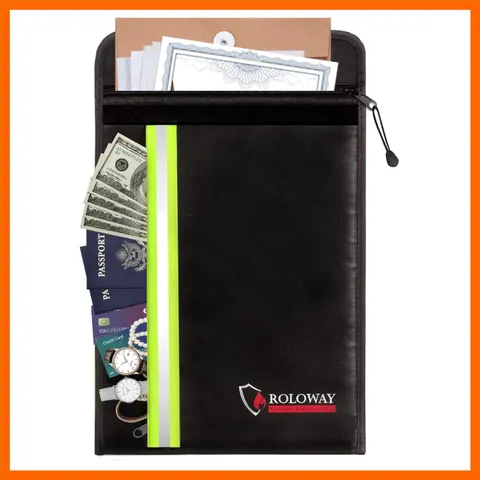 Fireproof Envelope for Cash, Legal Documents Safe 15 x 11 inch with 2 Pockets...