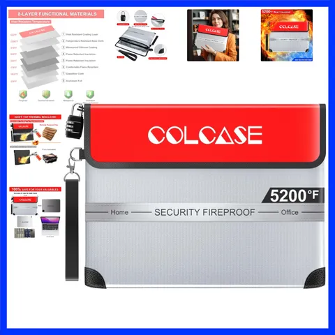 Fireproof Document Bag 5200℉ Heat Insulated Waterproof Fireproof | Silicone C...