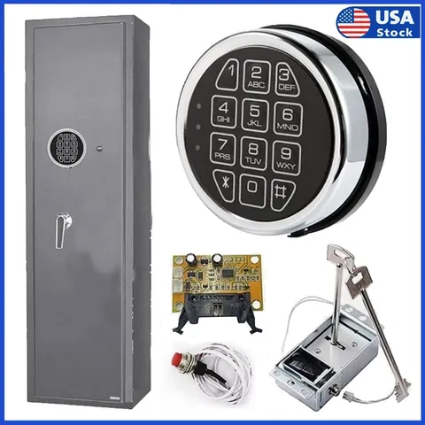 Safe Lock Replacement Chrome Keypad Safe Electronic Lock Solenoid 2 Keys Lock US
