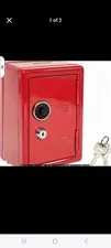 Red Metal Money Safe Portable Combination Dial & Key Lock Box, 2 Keys 18cm