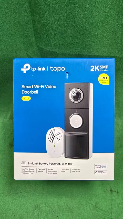 TP-Link - Tapo Battery/Wired Smart Video Doorbell 2K 5MP NEW (E4)