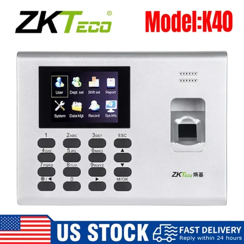 ZKteco K40 Fingerprint Time Attendance System Biometric W/Battery 2.8 Inch TFT
