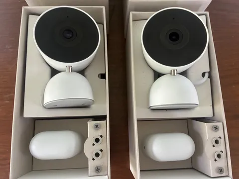 Set of 2 Google Nest Cam Indoor Wired 3rd Gen Wi-Fi Indoor Snow White LikeNu