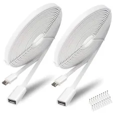 2 Pack 13FT Micro USB Extension Cable for Zmodo,Male to Female Extender Flat ...