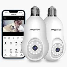 LaView 4MP Bulb Security Camera 2.4GHz 360° 2K Security Cameras Wireless Outdoor