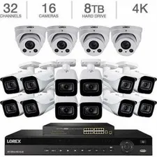 Lorex 32-Channel 4K NVR with 8TB HDD and (12) 4K Ultra HD IP Bullet & (4) 4x