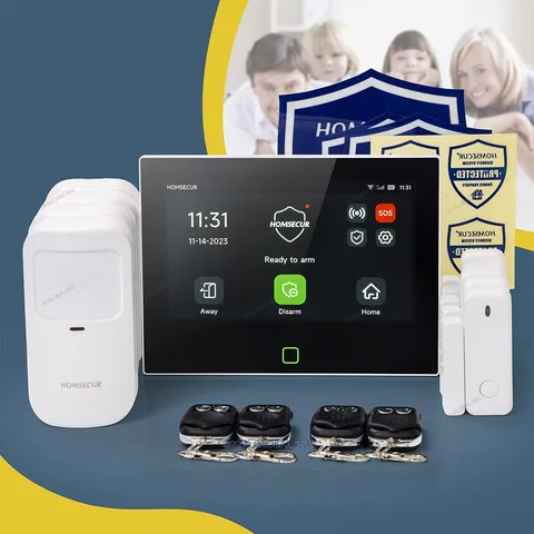 HOMSECUR Wireless WIFI 4G GSM LCD SMS Autodial Home Security 7" Alarm System