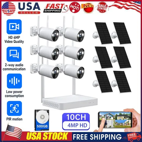 Solar Battery Powered Security Camera System Wireless Outdoor WiFi Wire-Free Cam