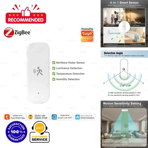 Zigbee Motion Sensor 10G MmWave Radar Tuya Temperature Humidity Sensor